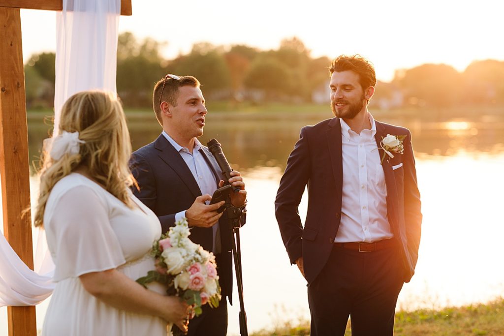 golden hour wedding ceremony for intimate elopement outside in october