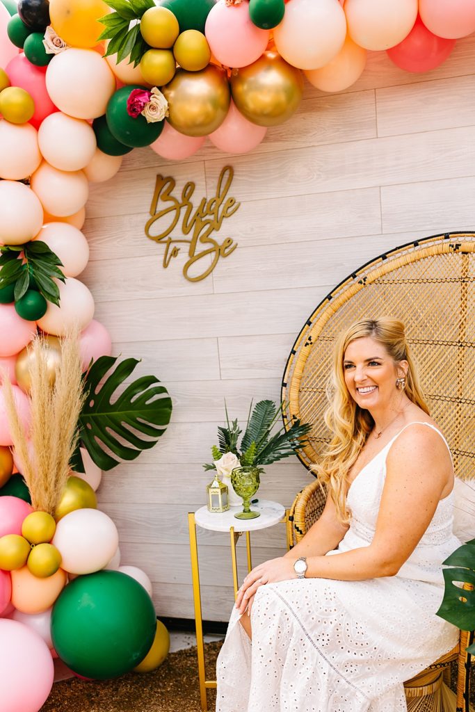 bridal brunch, bridal shower decor, kansas city wedding vendors, bridal shower, bride to be, Kansas City photographer, best bridal shower, wedding shower theme ideas, bridal shower themes, boozy brunch, balloon arch, what to wear to bridal shower, casual white dress