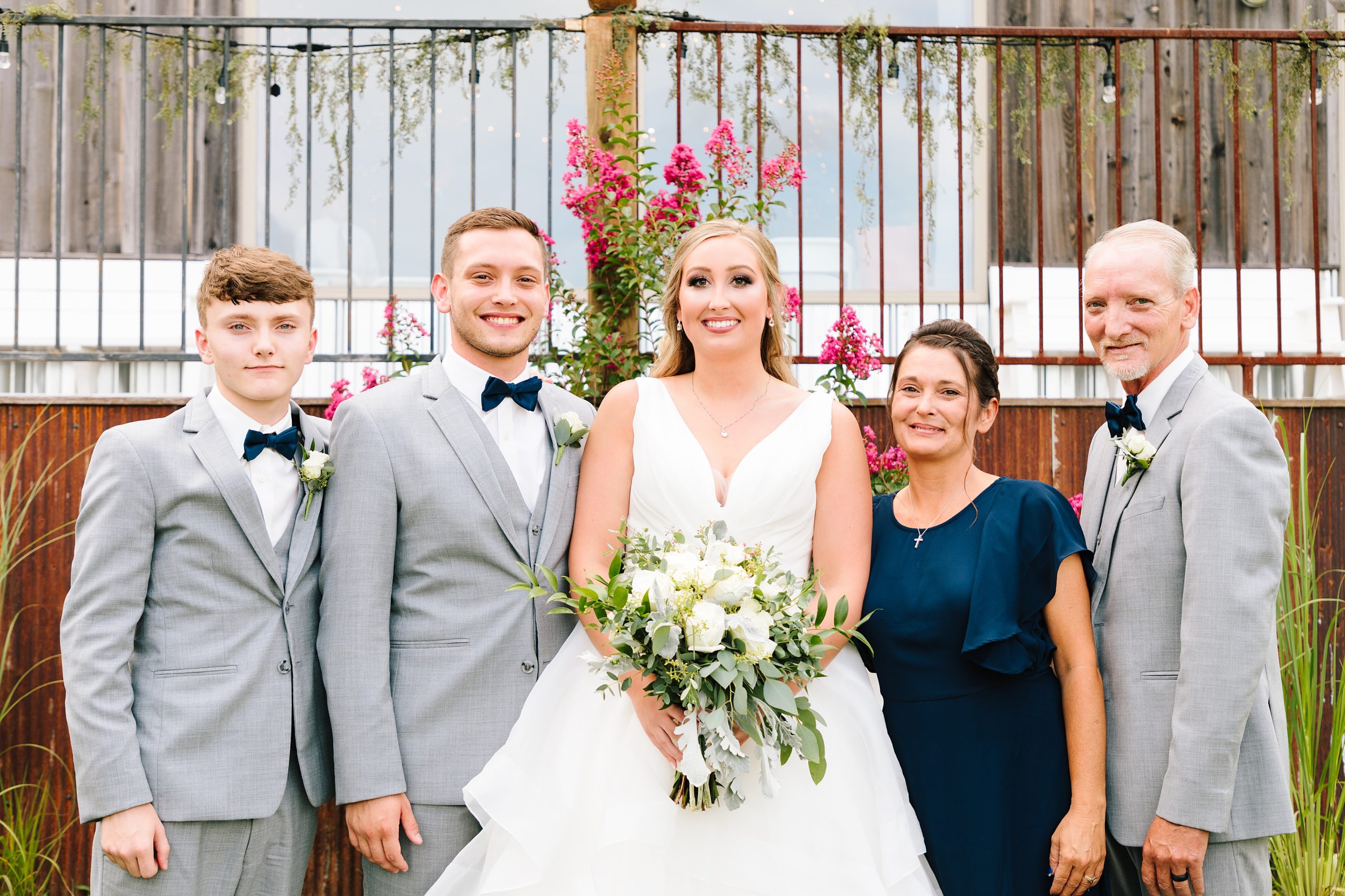 family photos at wedding at weathered wisdom barn