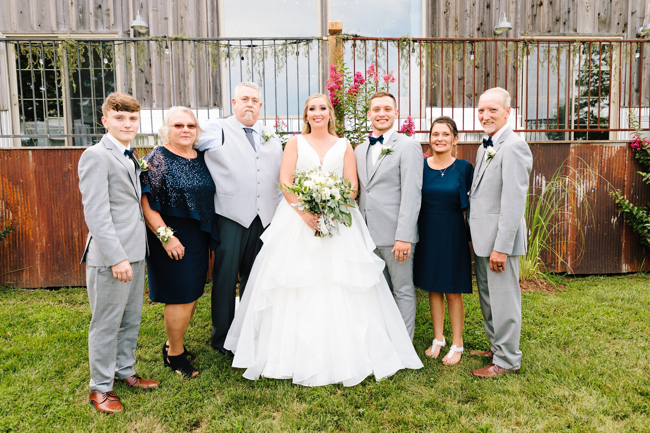 family photos at wedding at weathered wisdom barn