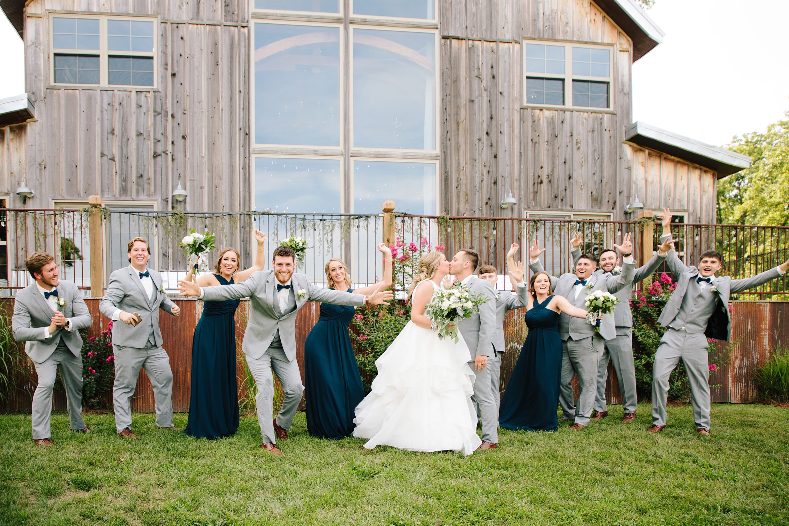 wedding party at weathered wisdom barn