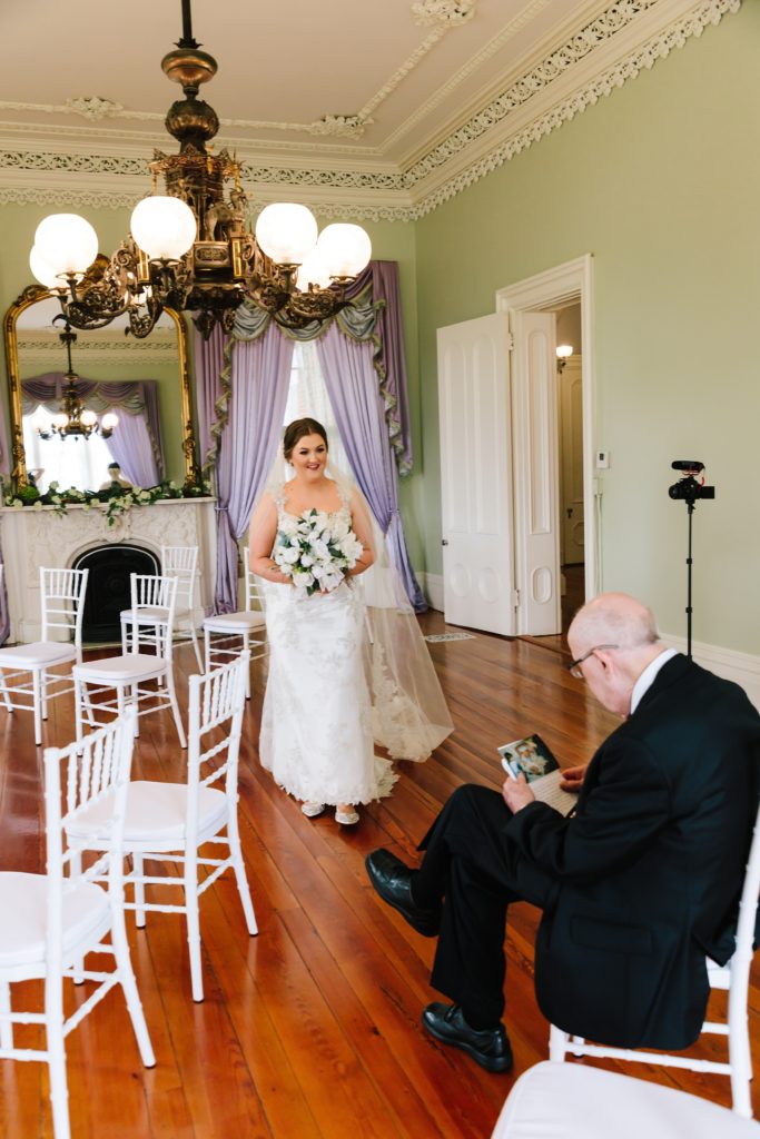 first look between bride and her grandpa