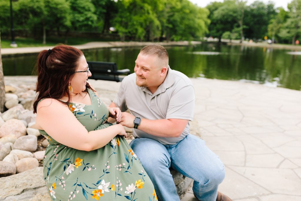 Casual Summer Engagement Session at Loose Park in Kansas City