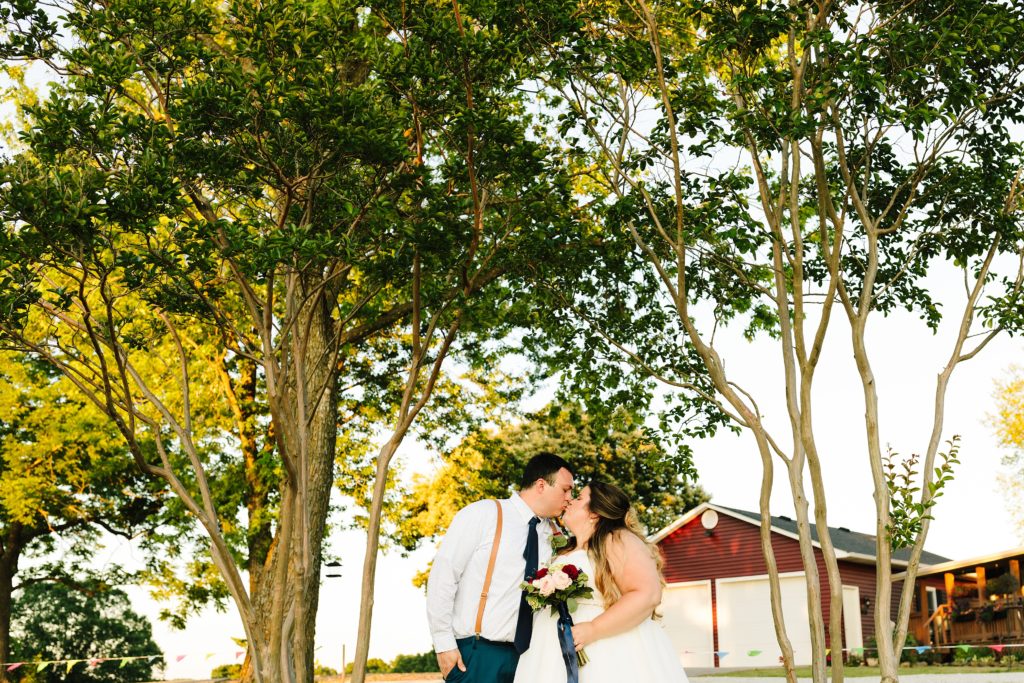 summer wedding at The Barn at Cricket Creek, Kansas City wedding photographer, sunset portraits, bride and groom