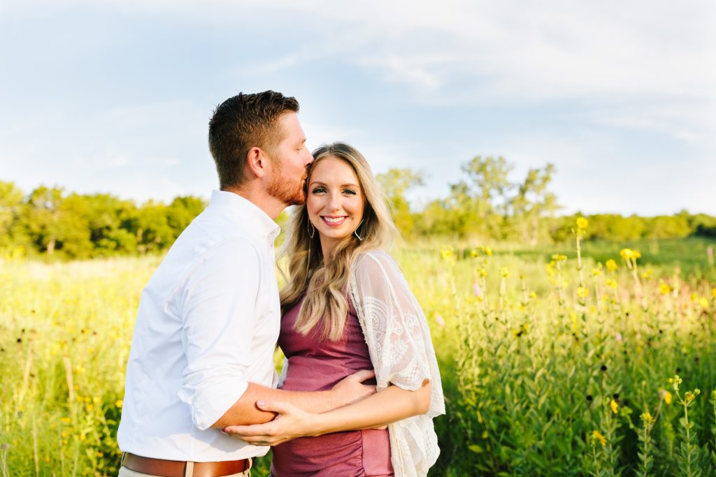 sunrise maternity session at Shawnee Mission Park, Kansas City Photographer, baby announcement, how to tell people you're pregnant, baby girl, maternity pictures, wild flowers,