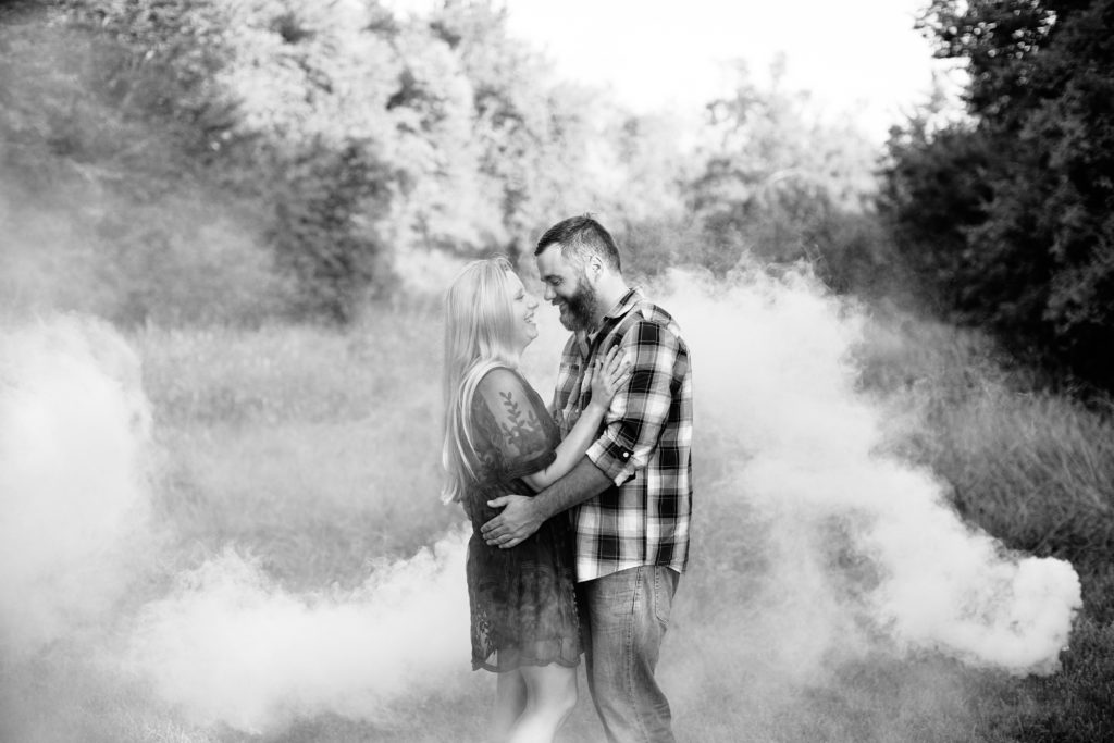 Smoke bomb engagement photos in Lawrence Kansas, Kansas City Photographer, Natalie Nichole Photography, Halloween Wedding, Halloween theme