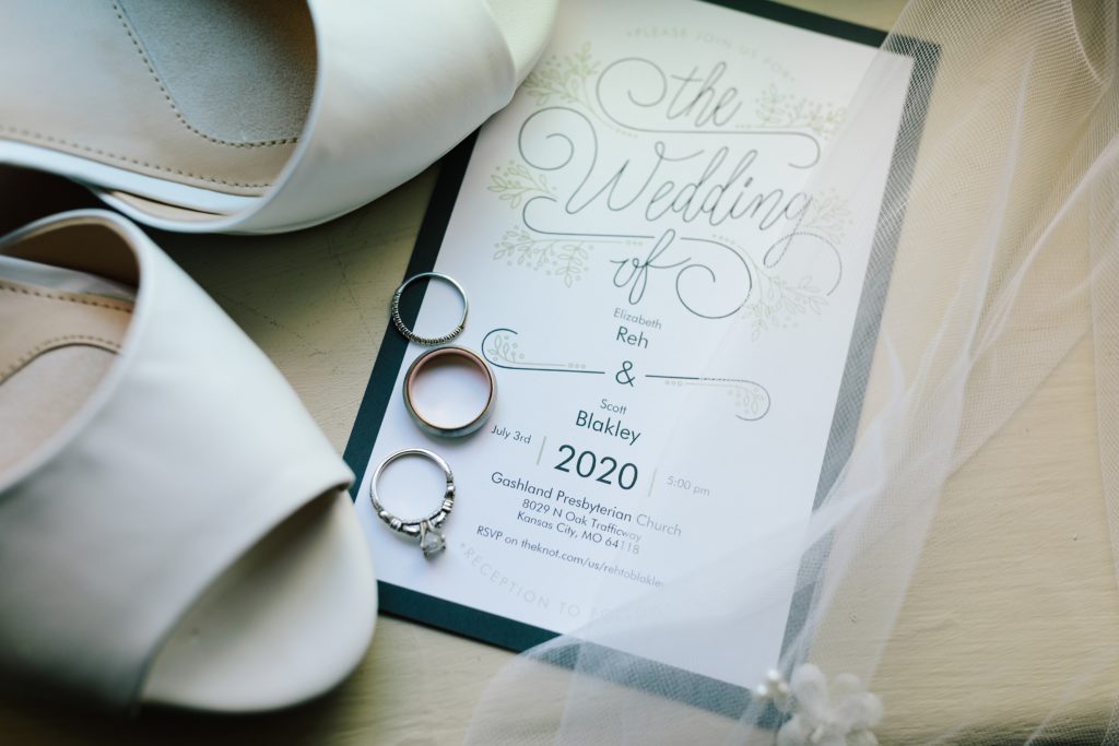 vistaprint invitations, wedding details, wedding day flat lays, helzberg rings, covid wedding, wedding photographer