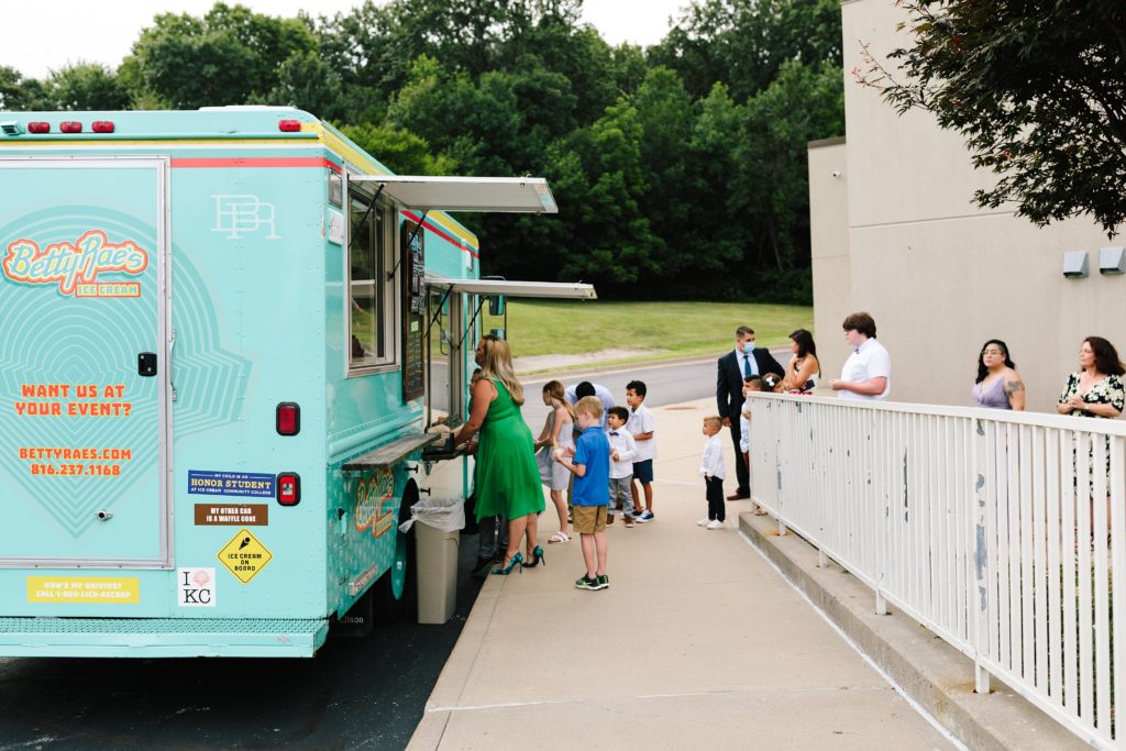 Wedding at Gashland Evangelical Presbyterian Church in Kansas City, Kansas City wedding photographer, betty raes ice cream, kansas city, ice cream truck, what to serve at your wedding besides cake, unique wedding desserts, wedding reception ideas, wedding reception inspo, unique wedding ideas, surprise your guests, what guests really love about weddings, what guests want at wedding, ice cream