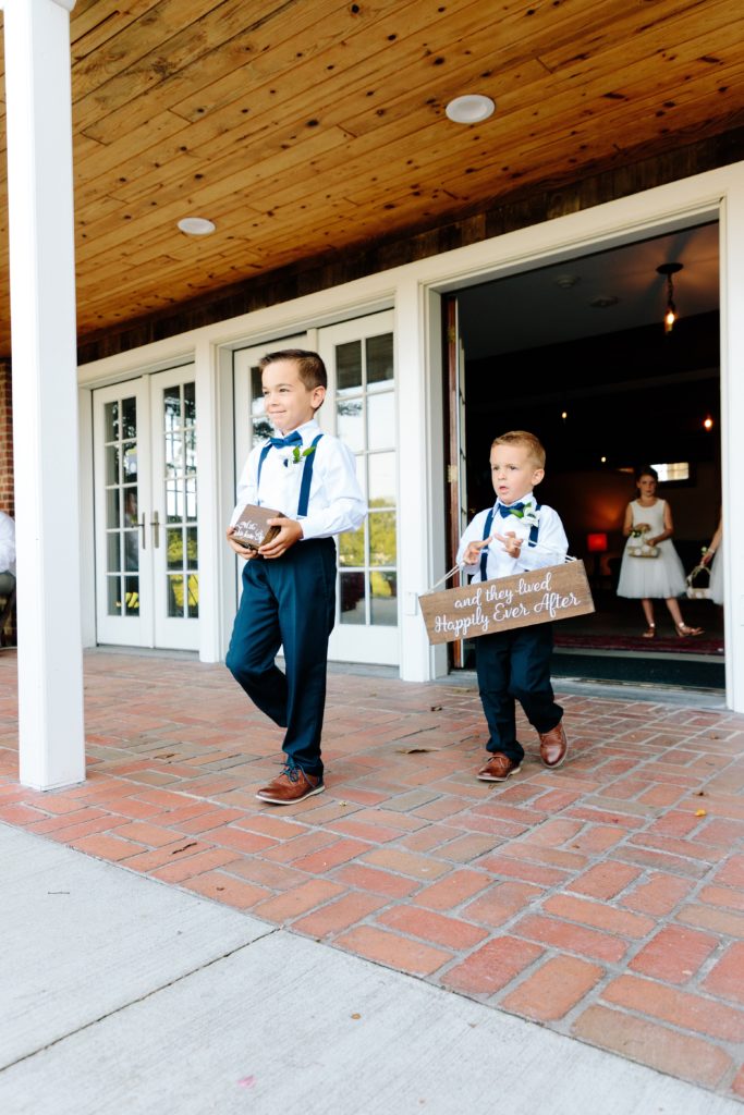Summer Wedding at Mildale Farm, Natalie Nichole Photography, Kansas City Wedding Photographer, ring bearer brings rings down the aisle, ring bearer bow, ring bearer sign, and they lived happily ever after