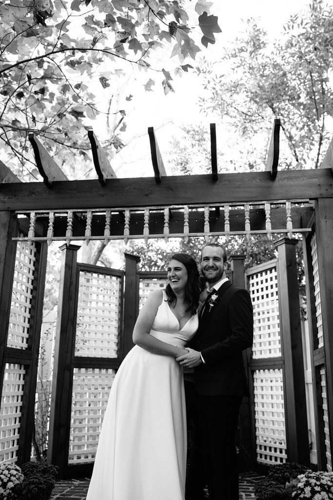 bride and groom just married at the vintage house in overland park