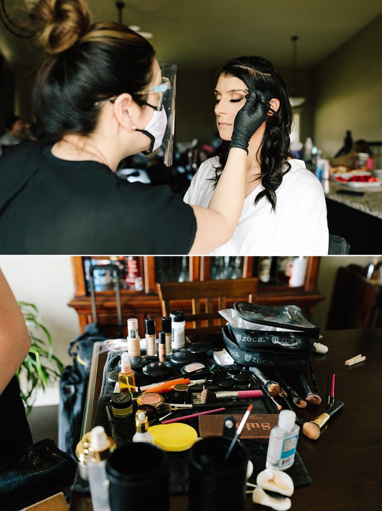 bride getting ready for her summer wedding in Kansas City photographed by Natalie Nichole Photography