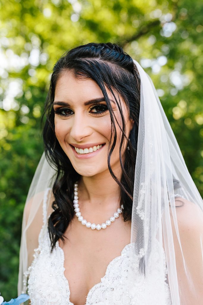 bridal makeup with hair half up half down