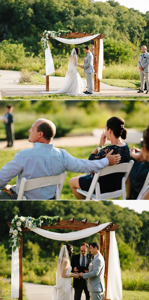 grooms parents tear up during wedding ceremony