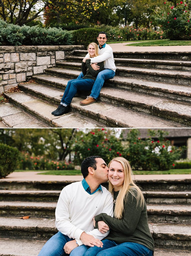 Fall Couples Photos at Loose Park with vivid colors before the leaves fall off the trees