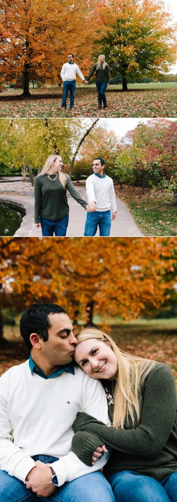 midwest couple fall photos outside with autumn trees