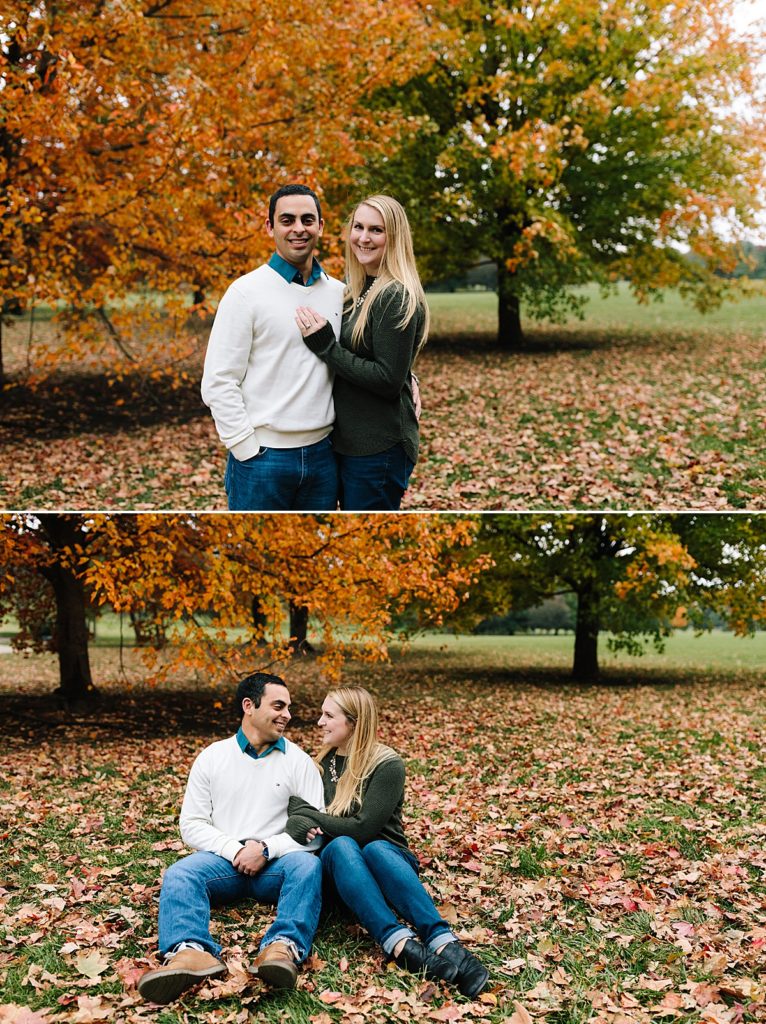 in love couple takes photos in october to capture the fall tree colors