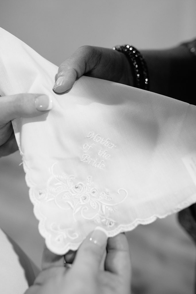mother of the bride embroidered handkerchief