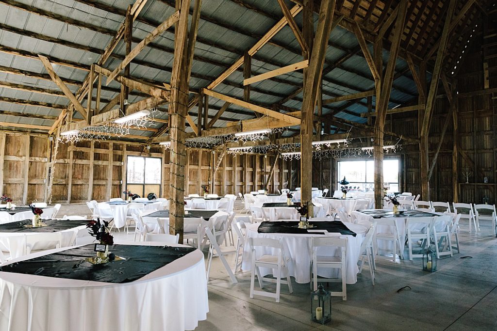 barn wedding set up