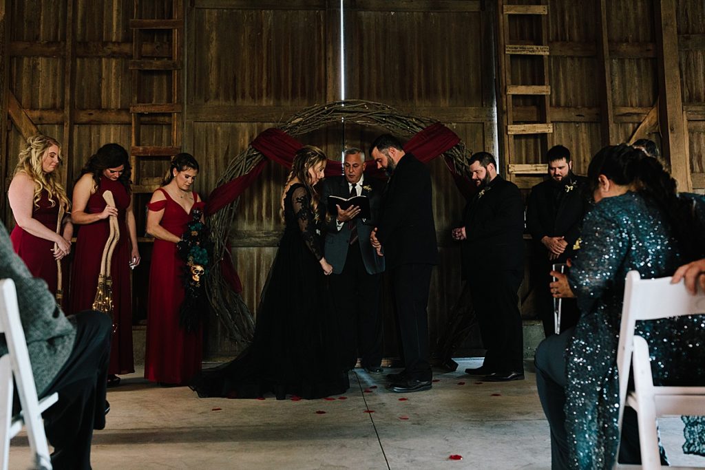 black and red wedding colors for fall barn wedding in kansas city