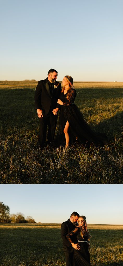 halloween wedding inspiration, how to have a halloween wedding, black wedding dress, all black suit