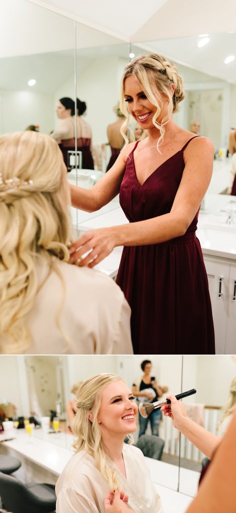 the hawthorne house, kansas city wedding, bride getting ready, what your getting ready space needs, maroon bridesmaids dress,