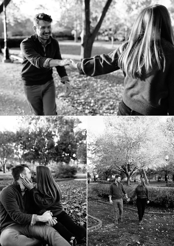 fall date ideas, pizza in the park, pizza picnic, pizza photoshoot, engagement session ideas, what to do at your engagement photos, chill couple, unique couple, adventurous couple, laid back couples photos, lawrence kansas, rock chalk, mass street, lawrence date ideas, fun couples photos
