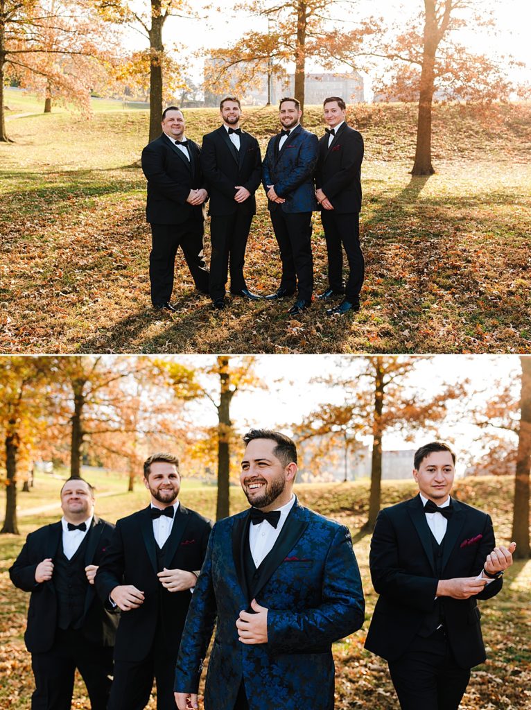 covid safe wedding ceremony, groomsmen outfits, navy blue groom suit