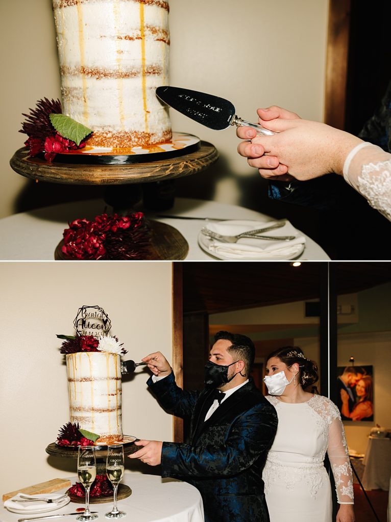 cake at a covid safe wedding reception