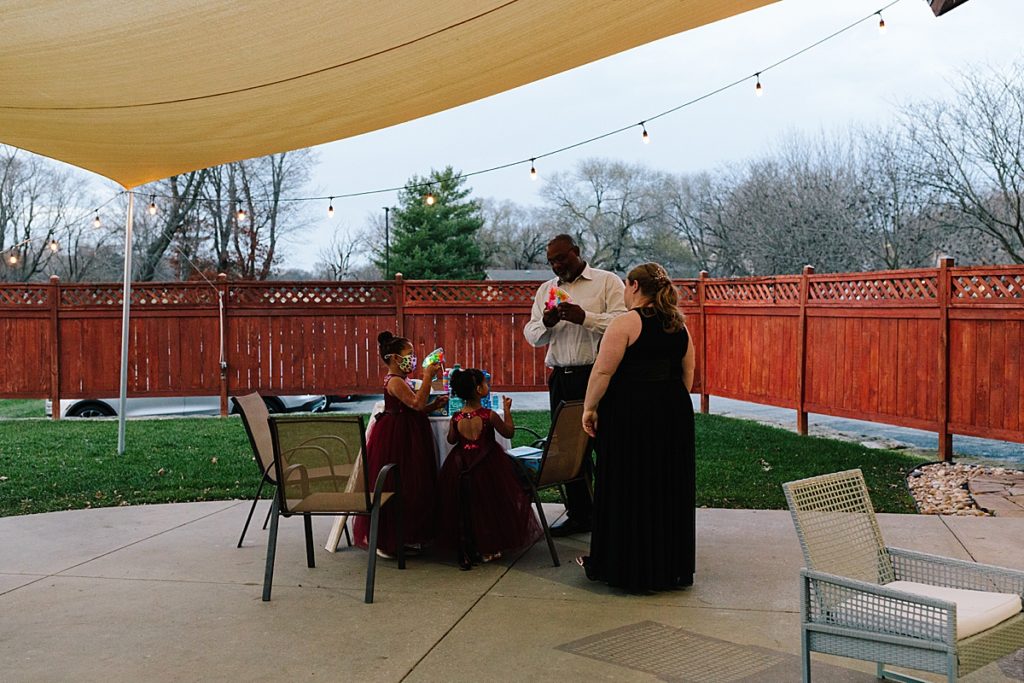 outdoor seating at a covid safe wedding reception