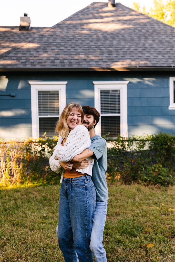 Five Tips For Your In-Home Photoshoot, Kansas City photographer, engagement session, engagement session locations, thrifted home decor, boho home, little blue house, fall engagement session, unique engagement session, intimate engagement session, true love, candid photos, looks like film, golden hour, alternative engagement session,