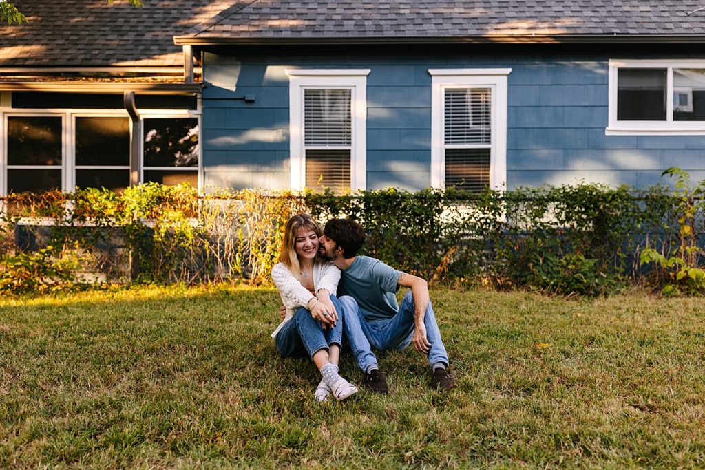 Five Tips For Your In-Home Photoshoot, Kansas City photographer, engagement session, engagement session locations, thrifted home decor, boho home, little blue house, fall engagement session, unique engagement session, intimate engagement session, true love, candid photos, looks like film, golden hour, alternative engagement session,
