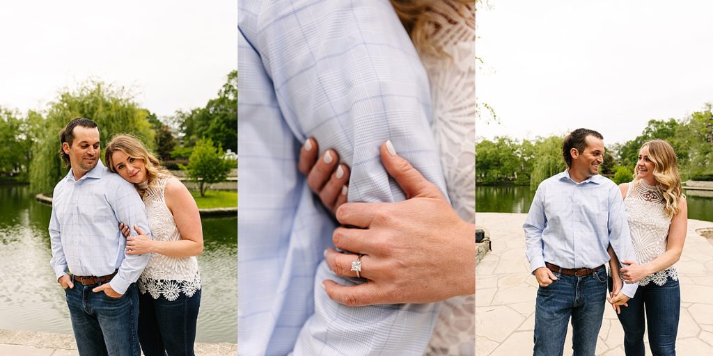 Couple laughing together at a park for their photo shoot with Kansas City Engagement photographer