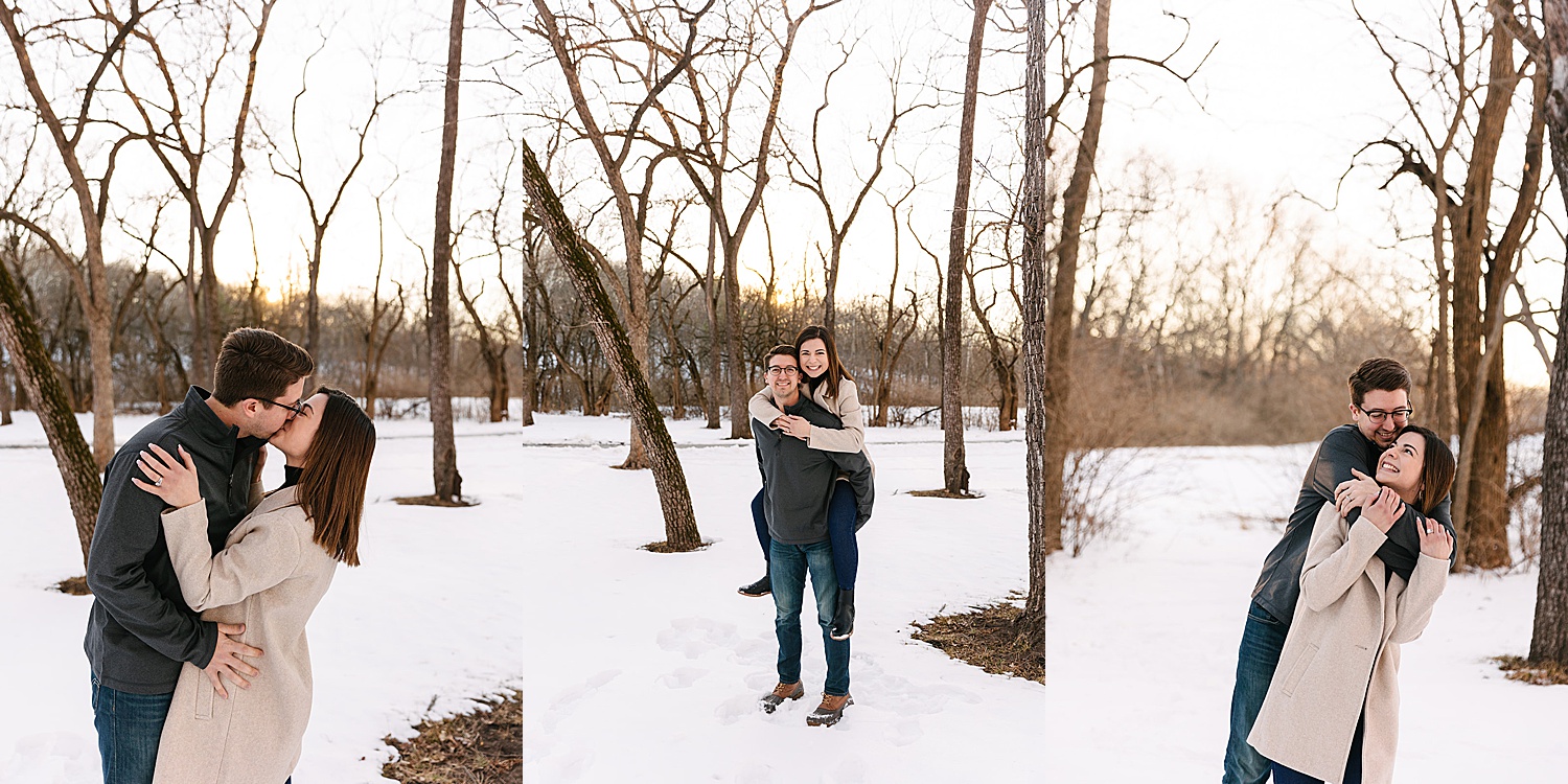 couple happy holding one another with Kansas City photographer