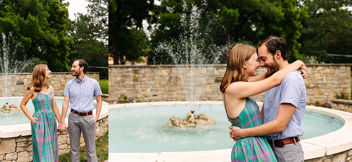 woman wearing vintage dress during Antioch park engagement session 