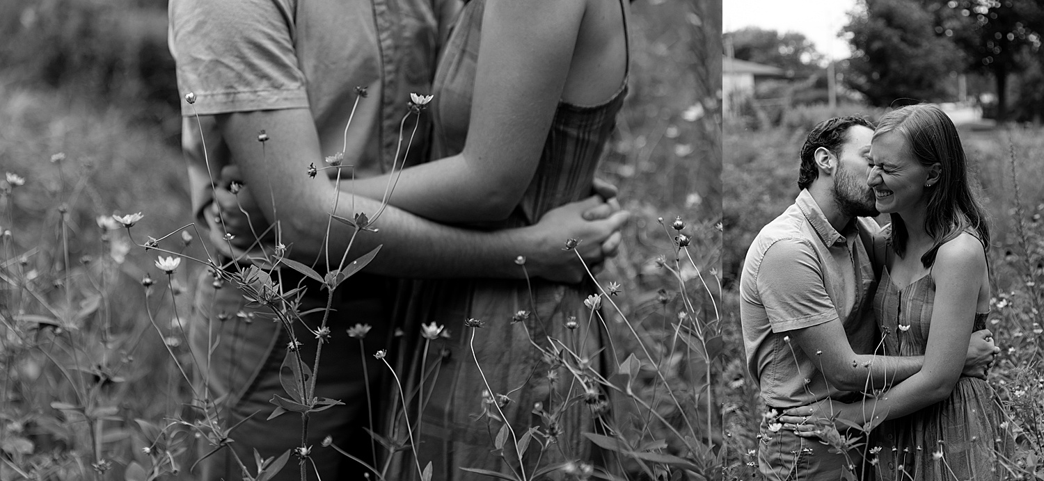 Antioch park engagement couple shared intimate moment in flower field