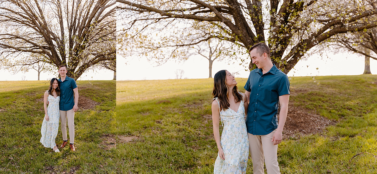 couple at Shawnee Mission Park for spring minis with kansas city couples photographer 