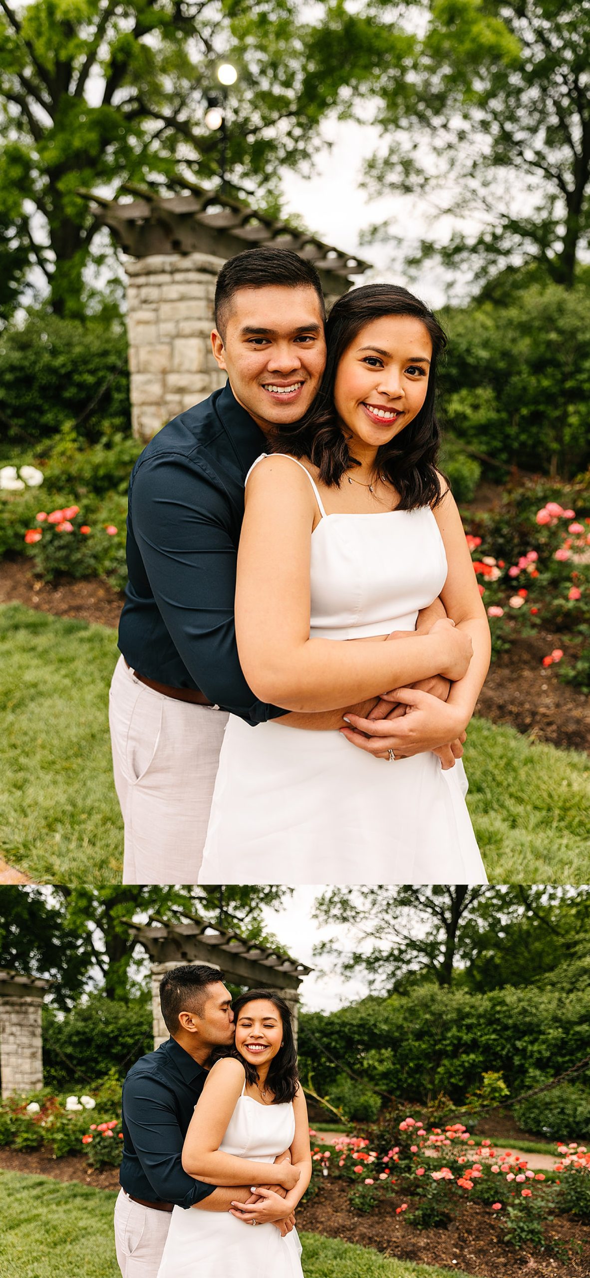 newly married couple in spring wedding portraits after eloping in Kansas City 