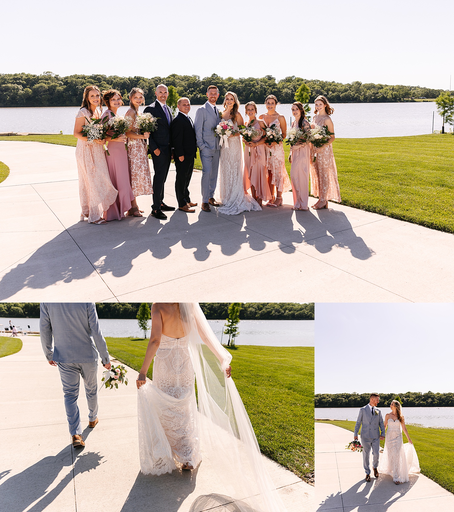 party photos at the lake in Kansas with Kansas wedding photographer 