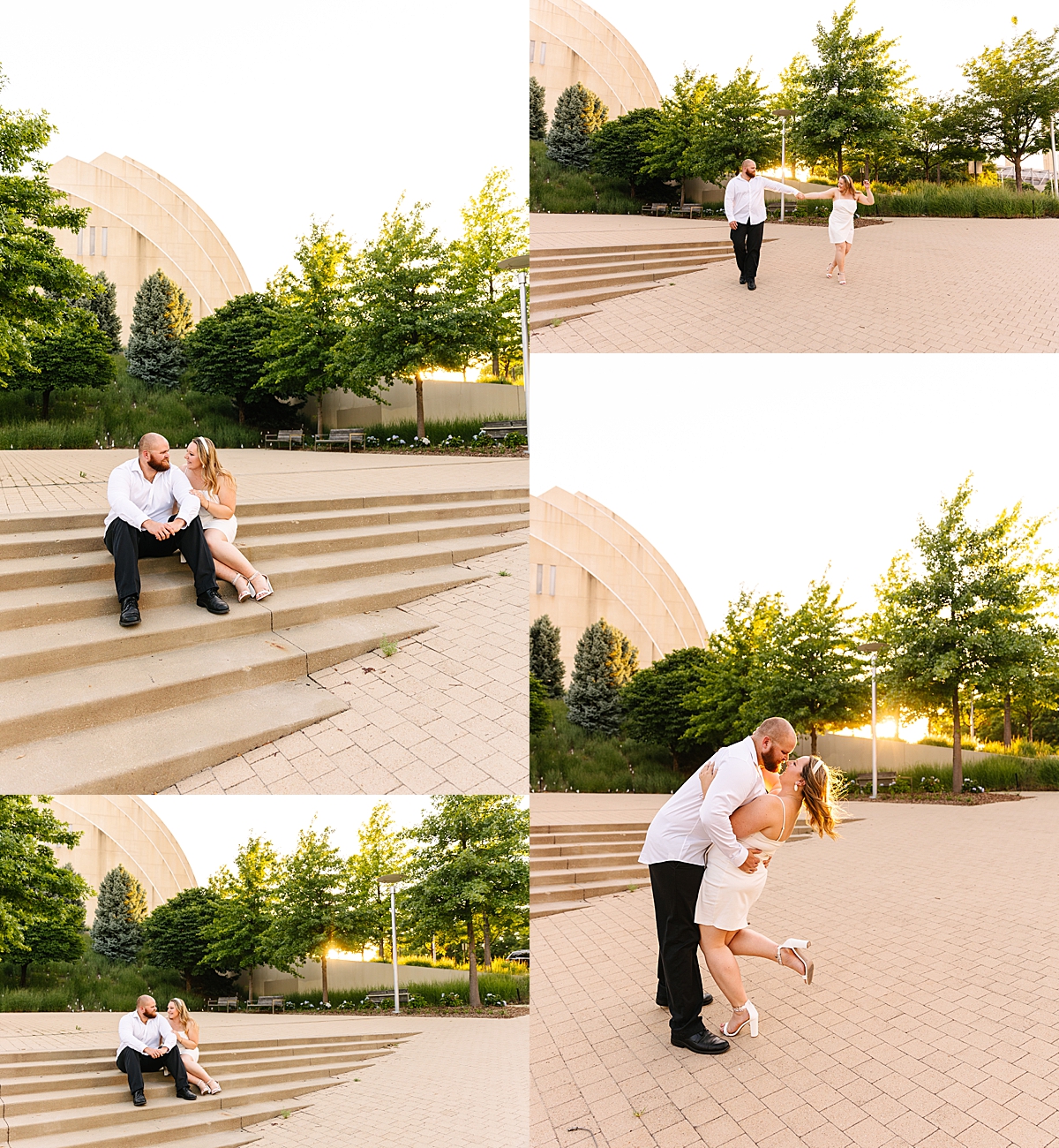 couple at sunset dancing during engagement session with girl wearing headpiece by Natalie nichole photo