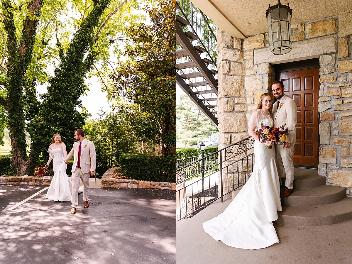 couple portraits of bride and groom at carriage club wedding day venue 