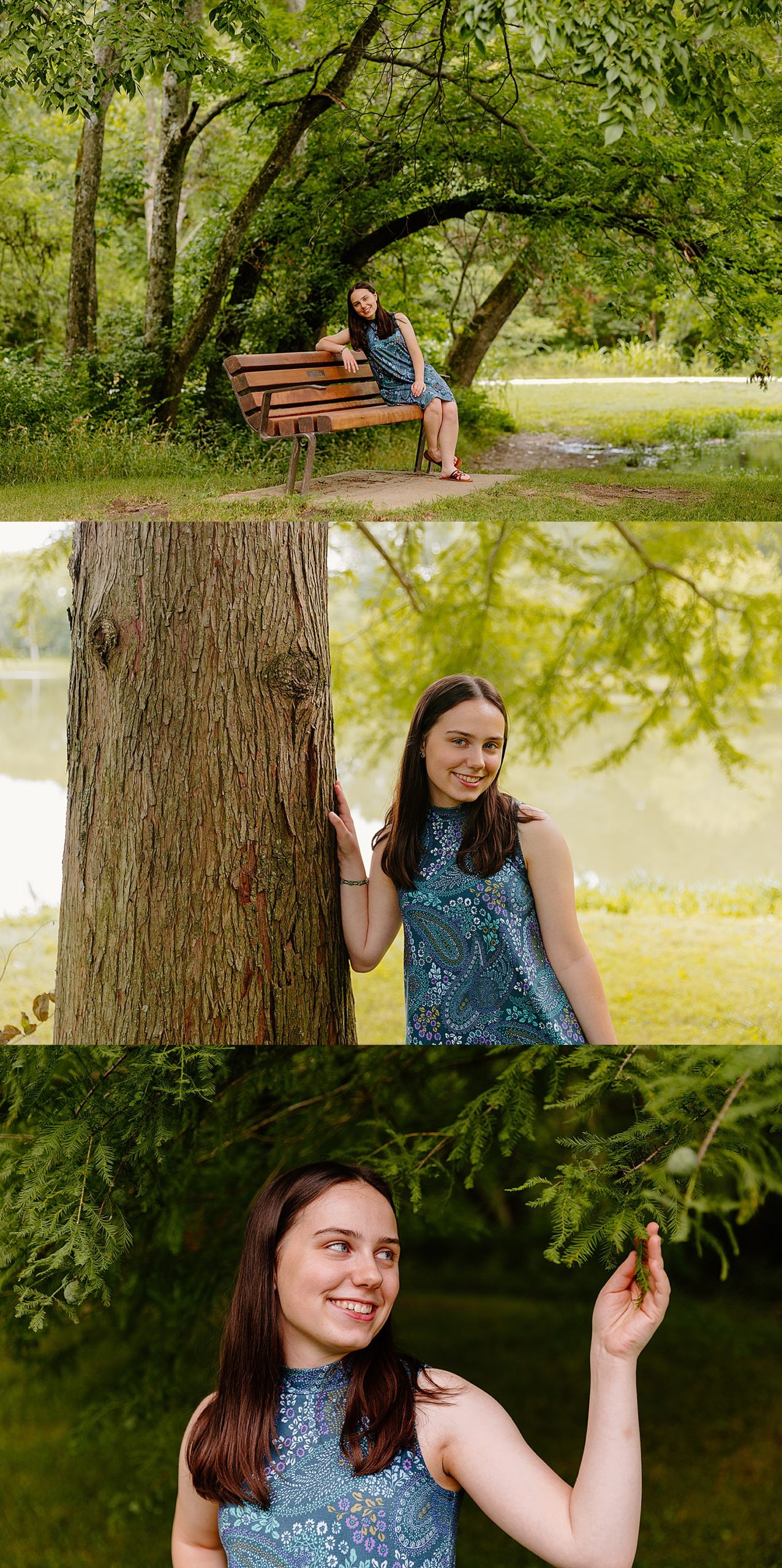 standing next to tree for portraits by Kansas City senior photographer 