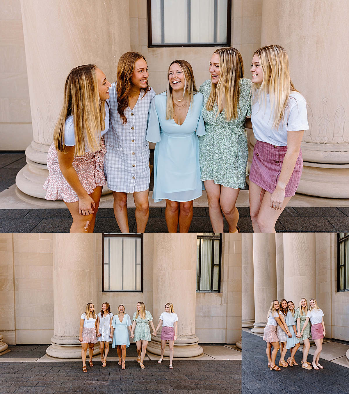 blonde group of girl friends walking on campus by Natalie Nichole photos 