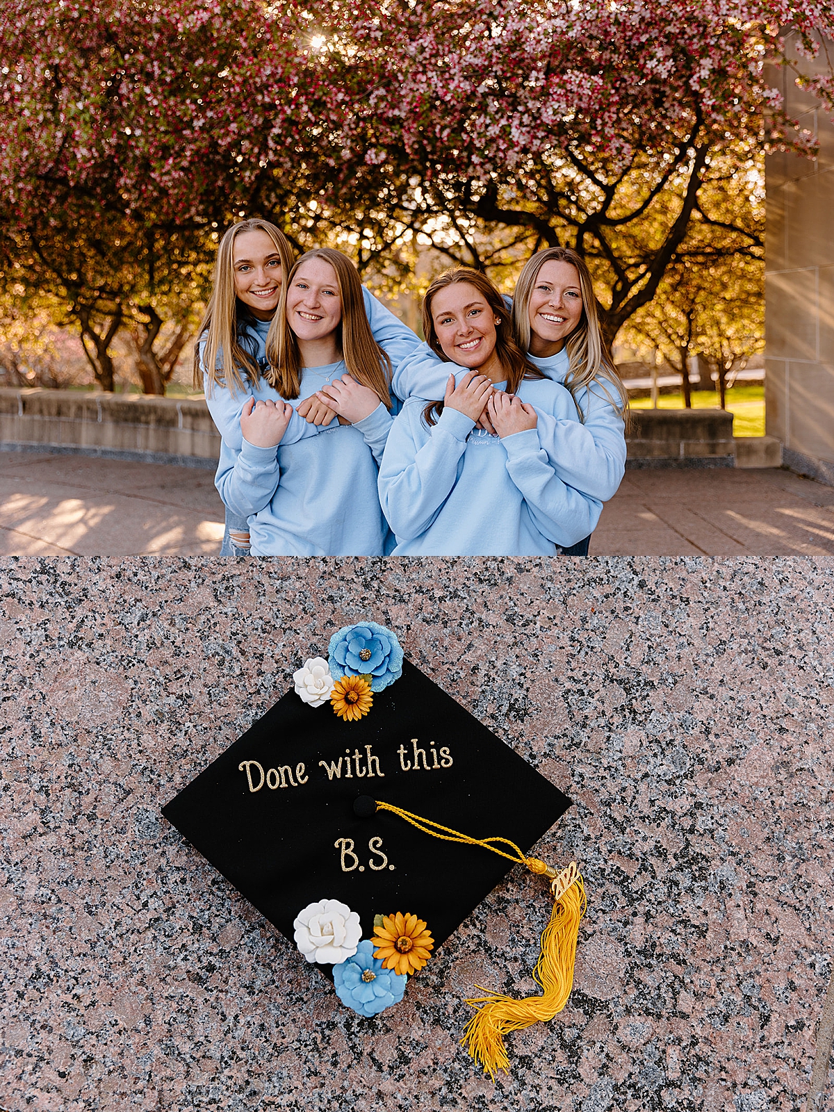 decorated college graduation cap on the ground by Natalie Nichole photos 