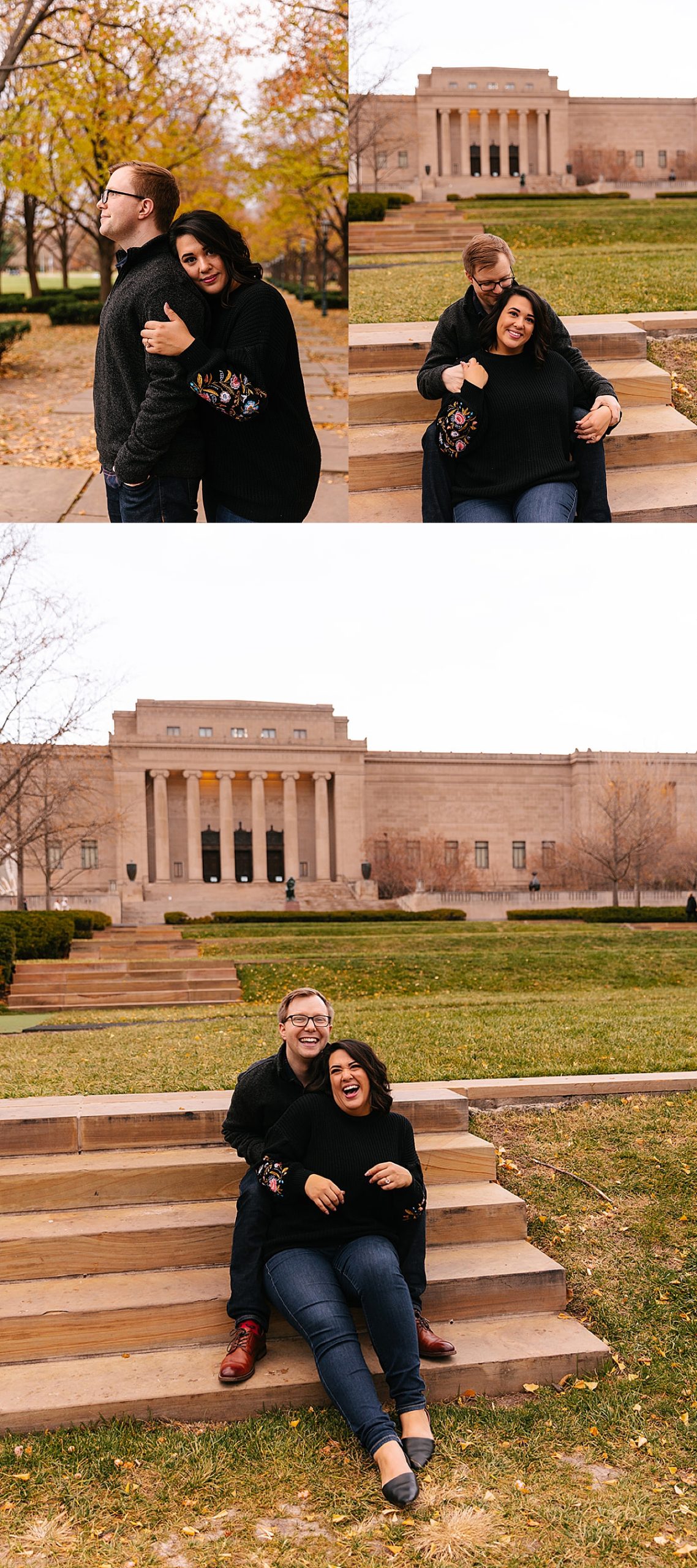 engaged couple wearing all black outfit for session with Natalie Nichole Photos