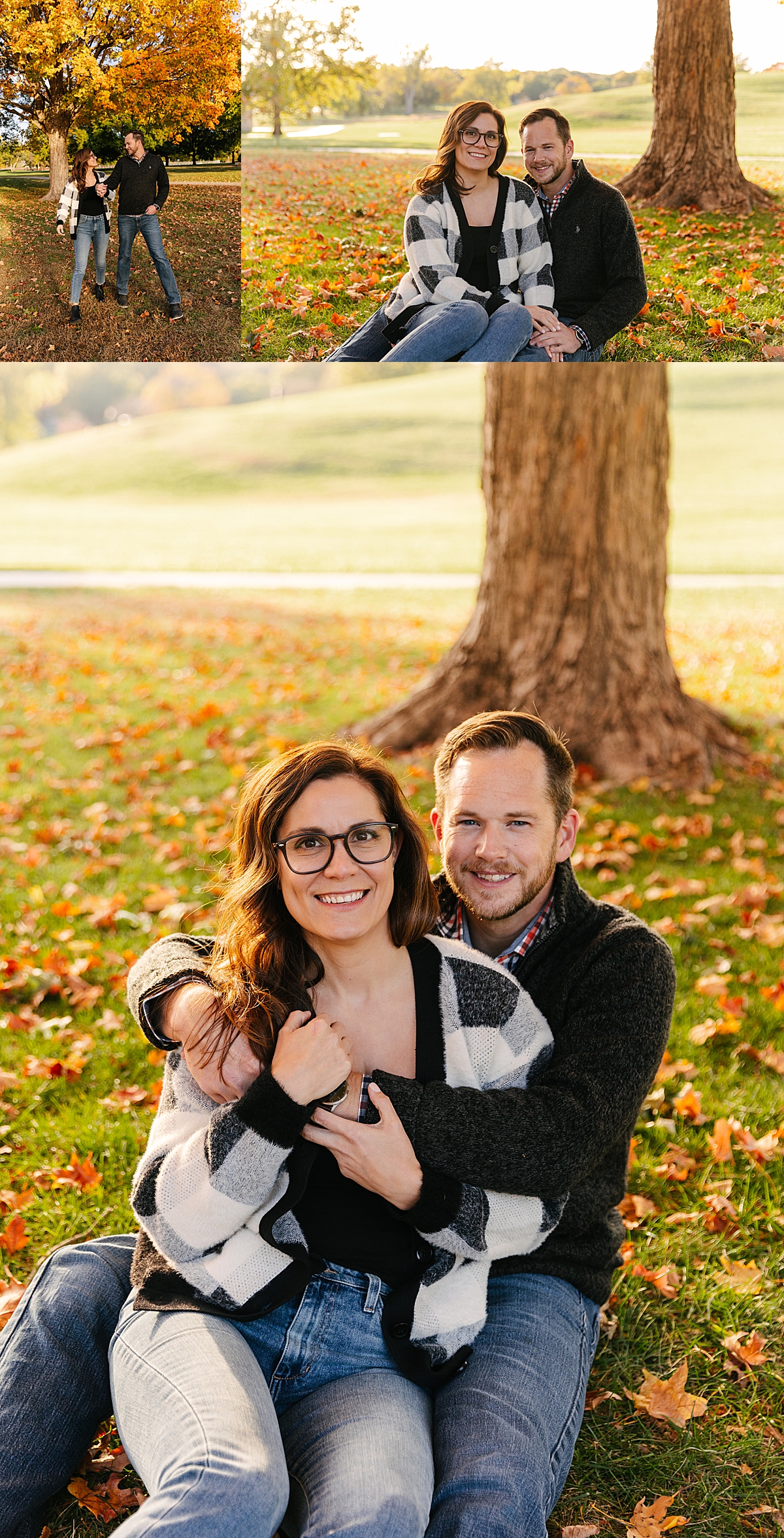 couple sitting underneath golden tree in the fall by Natalie Nichole photos