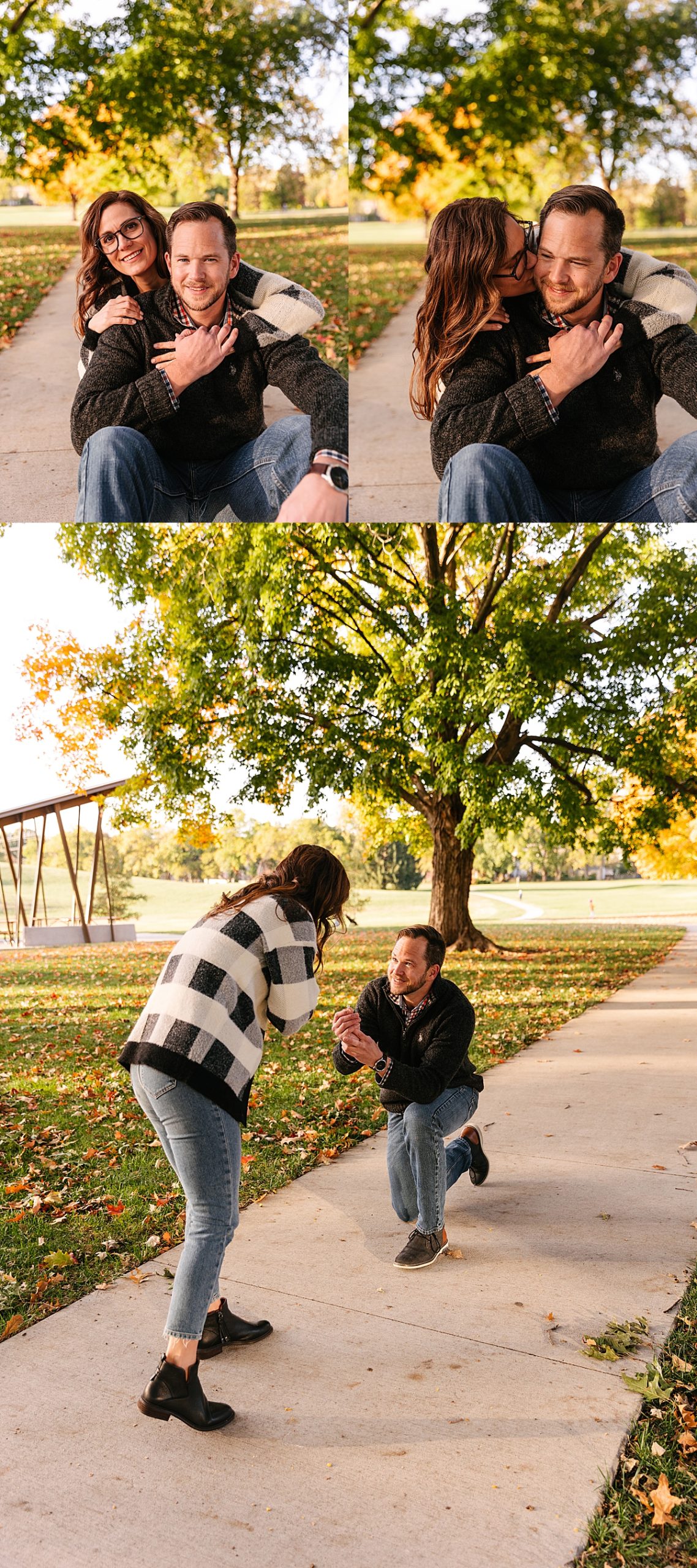 man proposes to girlfriend at park by Kansas City Photographer